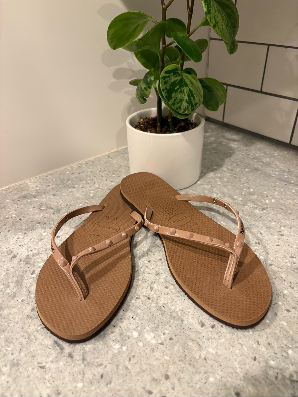 Havaianas Women's Nude Studded Flip Flop Sandals